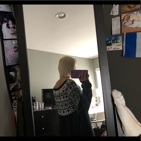 Black and white long sweater / sweater dress - Picture 2 of 3